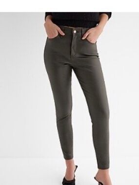 Express  Women's Coated Skinny Jeans in Olive Green 10R